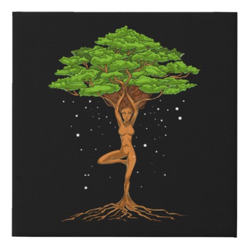 Womens Yoga Tree Of Life Faux Canvas Print