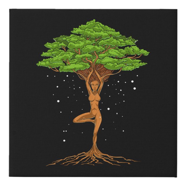 Womens Yoga Tree Of Life Faux Canvas Print (Front)
