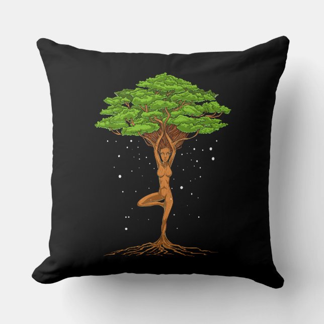 Womens Yoga Tree Of Life Throw Pillow (Front)