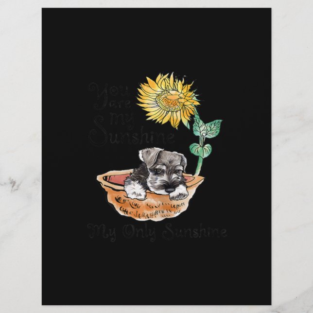 Womens You Are My sunshine Schnauzer Sunflower Letterhead (Front)