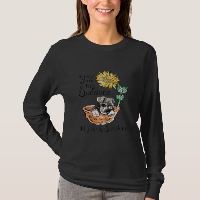 Womens You Are My sunshine Schnauzer Sunflower T-Shirt (Front)