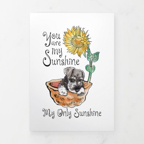 Womens You Are My Sunshine Schnauzer Sunflower Tri_Fold Announcement