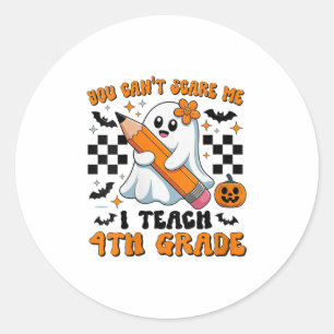 Womens You Can't E Me I Teach 4th Grade Retro Teac Classic Round Sticker