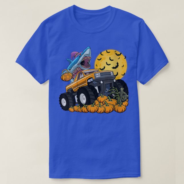 Womens Zombie Shark on Monster Truck HalloweenShar T-Shirt (Design Front)