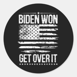 Won Get Over It Usa Flag Funny Biden Harris Classic Round Sticker
