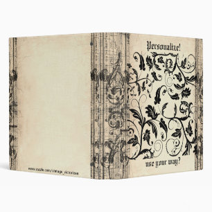 Won TBA Antique Aged Newspaper Pattern Binder