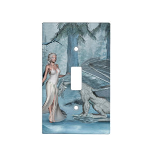 Wondeful fairy with dragon light switch cover