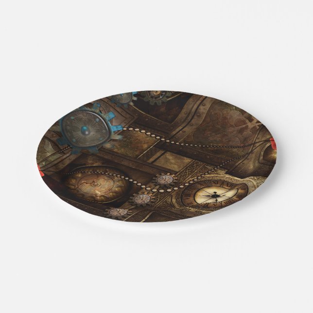 Wondeful steampunk design paper plates (Angled)