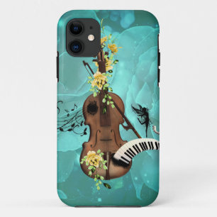 Wondeful violin with piano and flowers iPhone 11 case