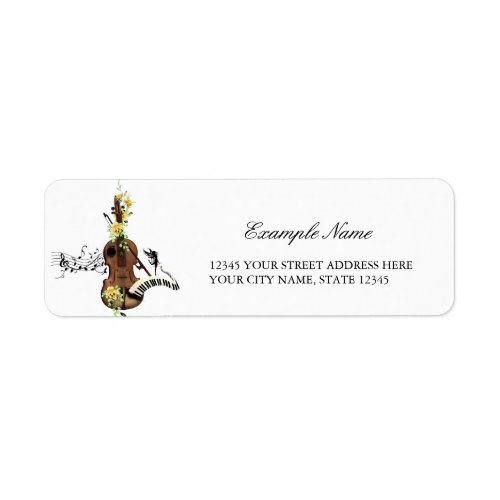 Wondeful violin with piano and flowers label