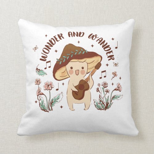 Wonder and Wander Singing Mushroom Fairy Throw Pillow