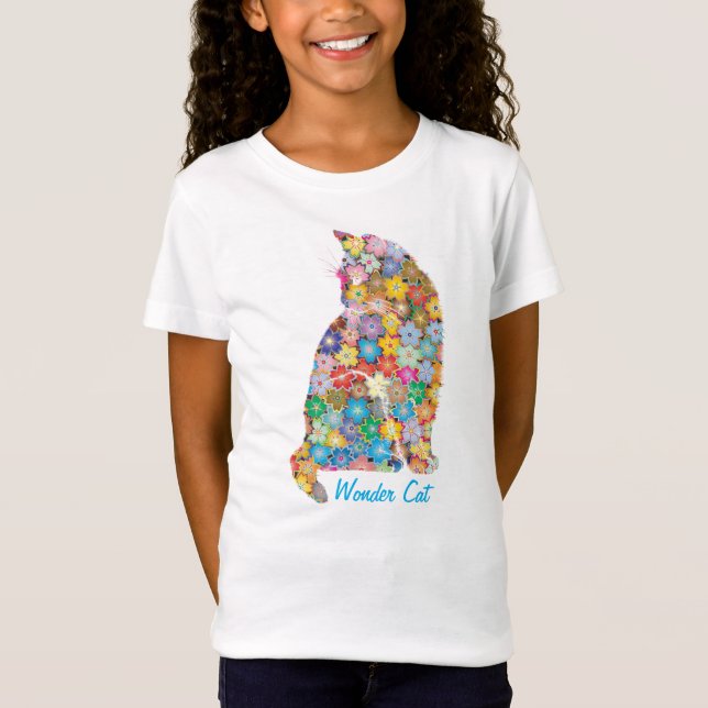 Wonder Cat Flower Kitty Kitten T-Shirt (Front)