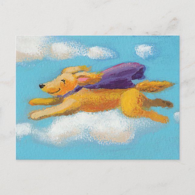 Wonder Dog - flying spaniel retriever with cape Postcard (Front)