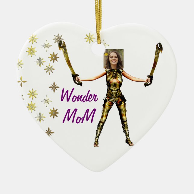 Wonder Fairy Princess, Swords - Insert YOUR Photo- Ceramic Ornament (Front)