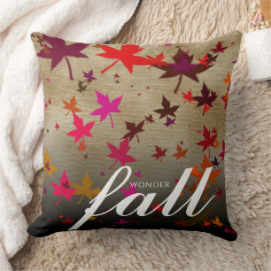Wonder Fall Multi-Colored Autumn Leaves on Canvas Throw Pillow