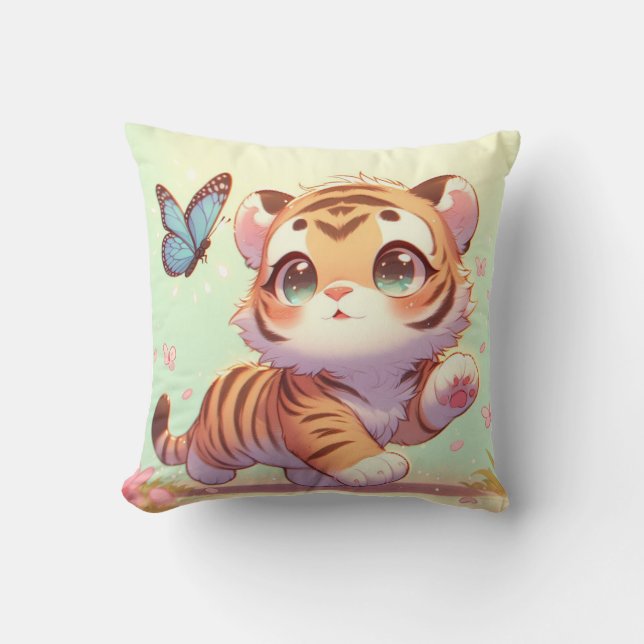 Wonder in a Kitten's Eyes Throw Pillow (Front)