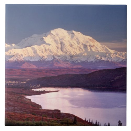 Wonder Lake and Mt Denali at sunrise in the Ceramic Tile