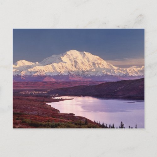 Wonder Lake and Mt Denali at sunrise in the Postcard