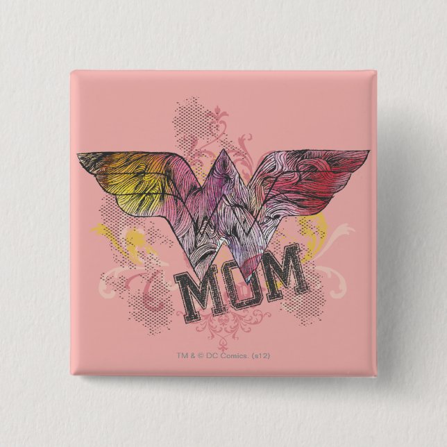 Wonder Mom Mixed Media Button (Front)