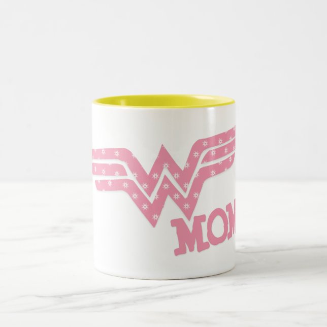 Wonder Mom Pink Two-Tone Coffee Mug (Center)