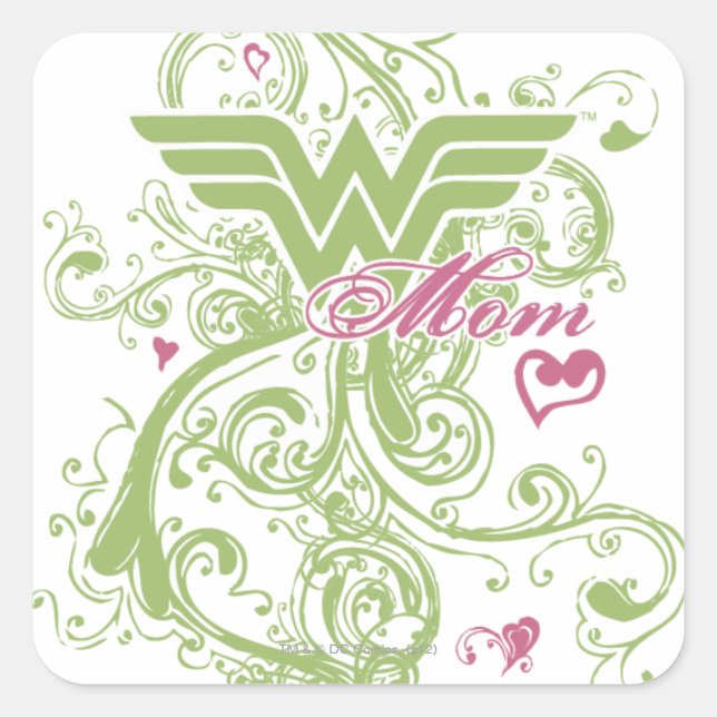 Wonder Mom Swirls Square Sticker (Front)