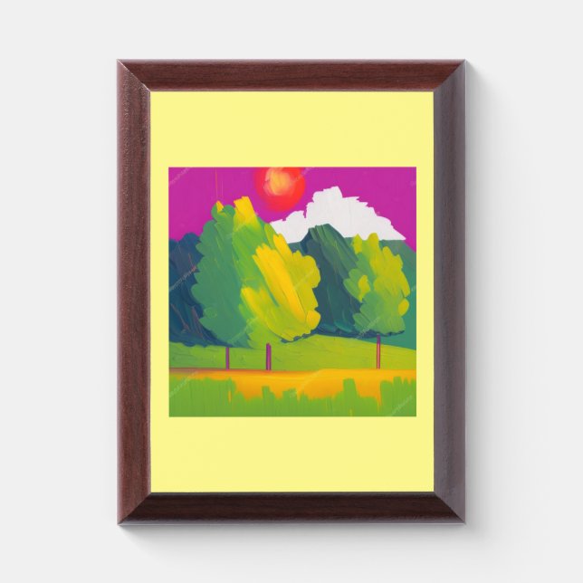 wonder multicolor tree art award plaque (Vertical)