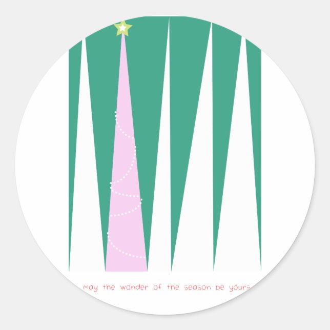Wonder of the Season Christmas Tree Classic Round Sticker (Front)