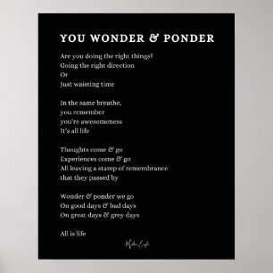 Wonder ponder self love care poem poster wall art 