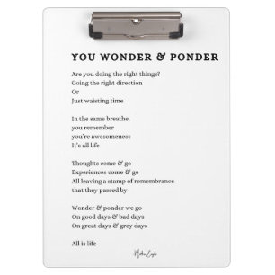 Wonder ponder self love care poem poster wall art clipboard
