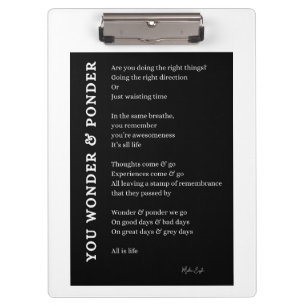 Wonder ponder self love care poem poster wall art clipboard