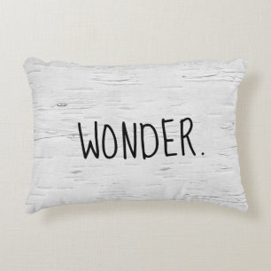 WONDER Text On Birch Tree  Accent Pillow