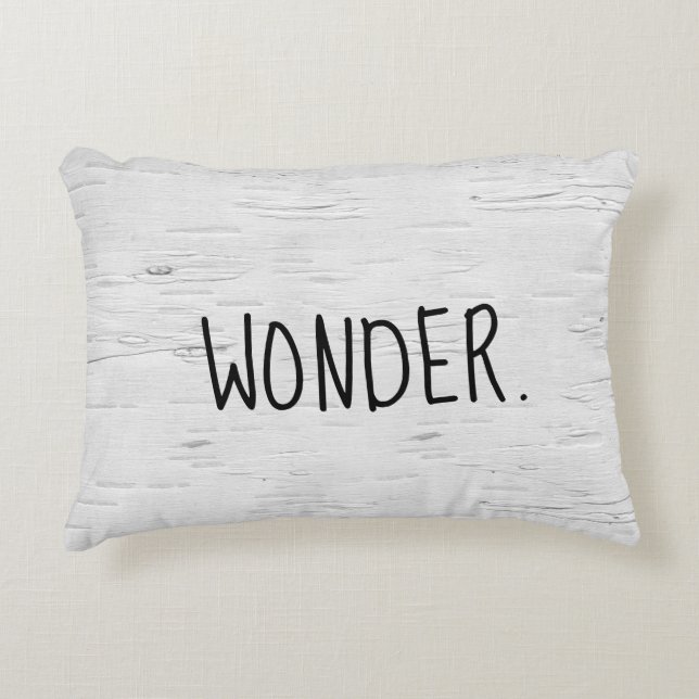 WONDER Text On Birch Tree  Accent Pillow (Front)