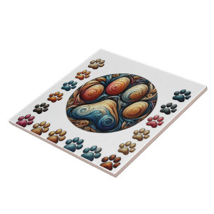 Wonder that surrounded canine dog paw print ceramic tile