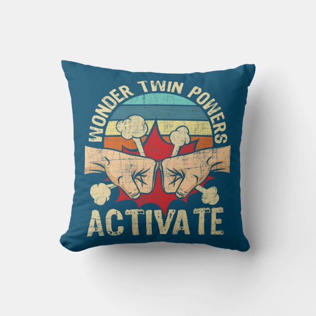 Wonder Twin Powers Activate Twins Brother Sister Throw Pillow (Front)