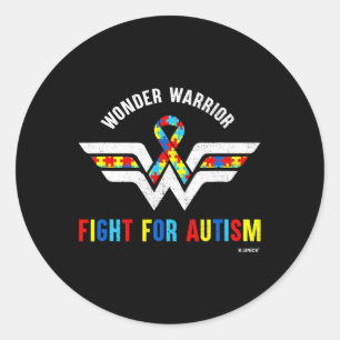 Wonder Warrior Fight For Autistic Autism Awareness Classic Round Sticker