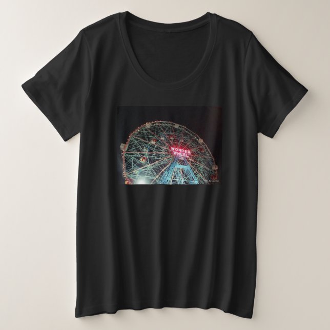 'Wonder Wheel at Night' Ladies' Plus-size T-shirt (Design Front)