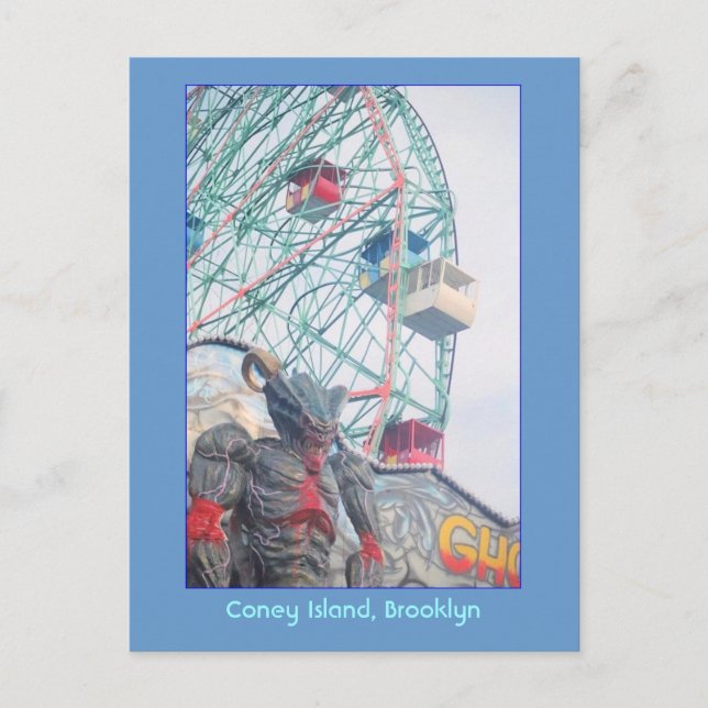 Wonder Wheel with Demon (Coney Is., NY) postcard (Front)