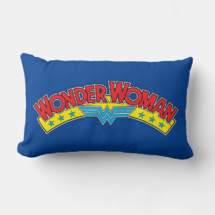 Wonder Woman 1987 Comic Book Logo Lumbar Pillow