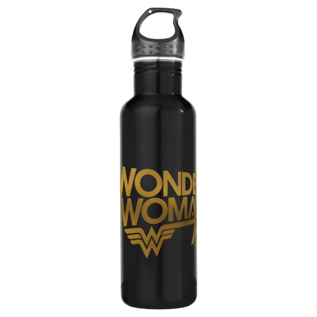 Wonder Woman 75th Anniversary Gold Logo Water Bottle (Front)
