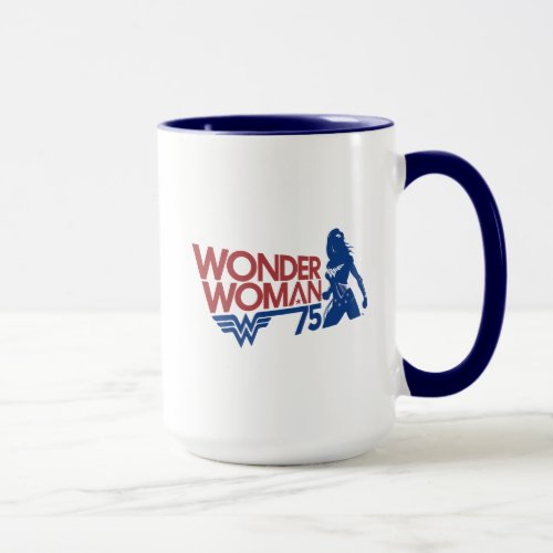 Wonder Woman 75th Anniversary Red  Blue Logo Mug