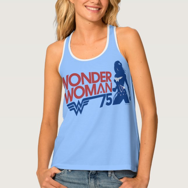 Wonder Woman 75th Anniversary Red & Blue Logo Tank Top (Front)