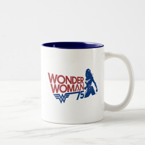 Wonder Woman 75th Anniversary Red  Blue Logo Two_Tone Coffee Mug