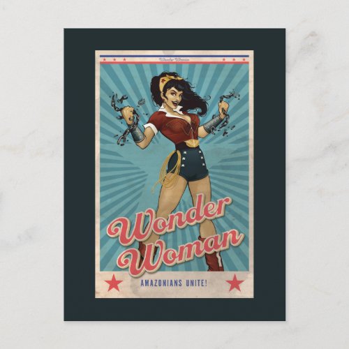 Wonder Woman Amazonians Unite Vintage Poster Postcard