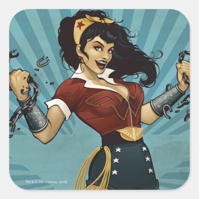 Wonder Woman Amazonians Unite Vintage Poster Square Sticker (Front)