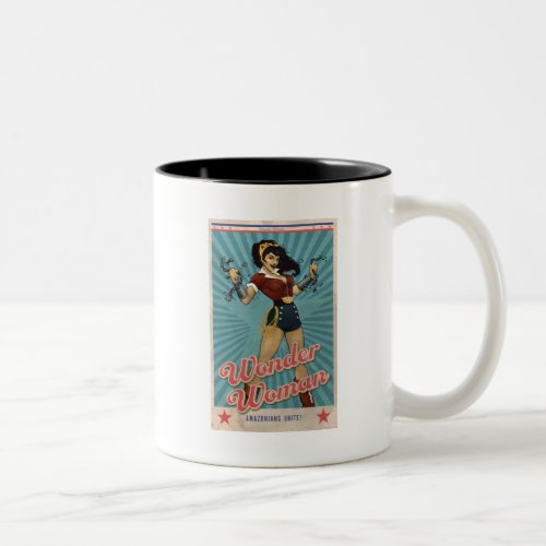 Wonder Woman Amazonians Unite Vintage Poster Two_Tone Coffee Mug