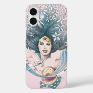 Wonder Woman and Flowers iPhone 16 Plus Case