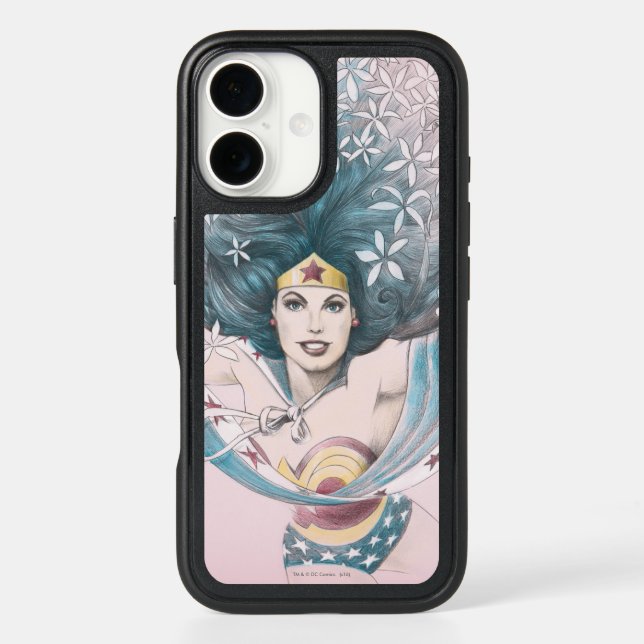 Wonder Woman and Flowers Otterbox iPhone Case (Back)
