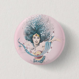 Wonder Woman and Flowers Pinback Button