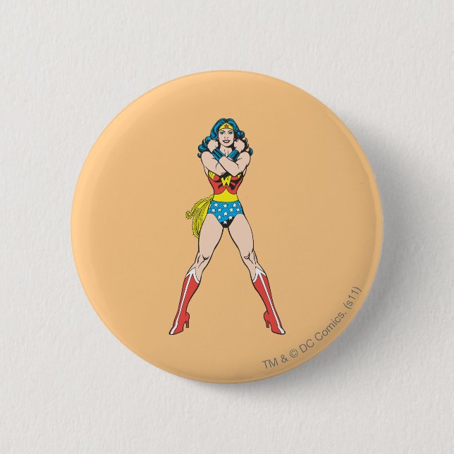 Wonder Woman Arms Crossed Pinback Button (Front)
