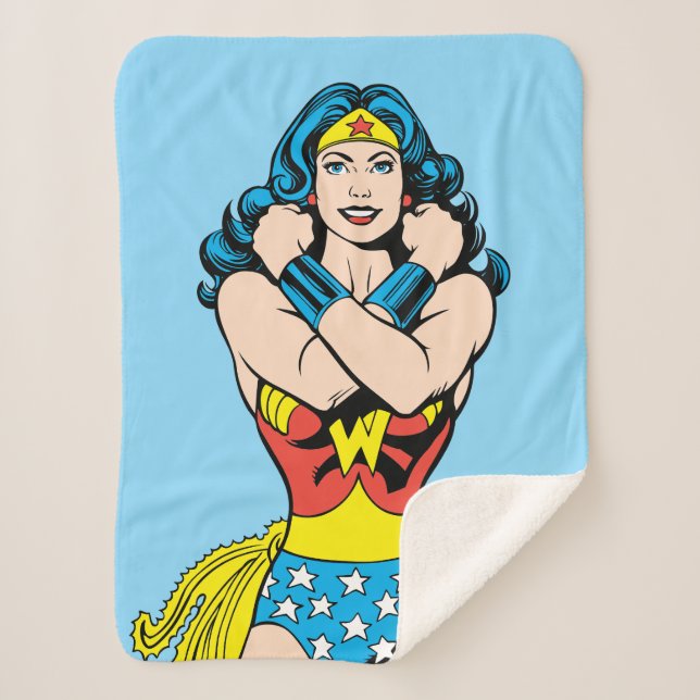 Wonder Woman Arms Crossed Sherpa Blanket (Front)